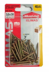 WKRĘTY DO MEBLI DREWNA WKRĘT MET 3,0x30 mm 45 szt