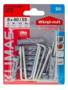 KOŁKI ROZPOROWE hakiem prostym 8x40 9szt betonu