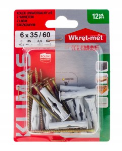 KOŁKI ROZPOROWE UNIWERSALNE 6x35 WKRĘT 60 12szt