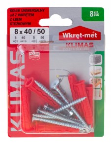 KOŁKI ROZPOROWE SFXP 8x40 Z WKRĘTEM 50 8szt