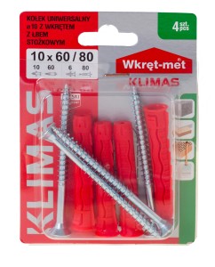 KOŁKI ROZPOROWE SFXP 10x60 Z WKRĘTEM 80 4szt