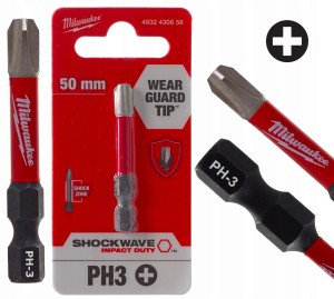 Długi bit udarowy grot końcówka do wkrętarki Milwaukee PH3 Philips 50mm