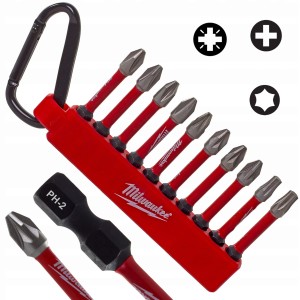 Bity udarowe końcówki Milwaukee PH PZ TORX T Shockwave 50mm zestaw 10szt