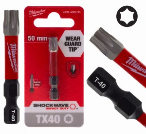 Bit udarowy grot końcówka Milwaukee TX 40 TORX T-40 T40 Shockwave 50mm