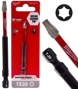 Bit udarowy końcówka grot Milwaukee TX 20 TORX T-20 T20 Shockwave 90mm