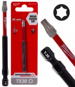 Bit udarowy grot końcówka Milwaukee TX 30 TORX T-30 T30 Shockwave 90mm