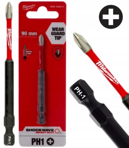 Długi bit udarowy grot końcówka do wkrętarki Milwaukee PH1 Philips 90mm