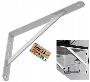 Mocny WSPORNIK podpórka PÓŁKI KĄTOWNIK biały wzmocniony PÓŁKĘ BLAT 50x33 cm