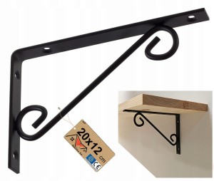 WSPORNIK DEKORACYJNY OZDOBNY POD PÓŁKĘ PODPÓRKA UCHWYT KUTY CZARNY 20x12 CM