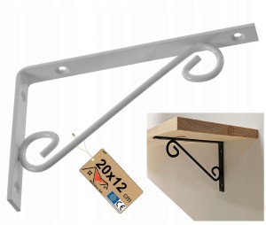 WSPORNIK DEKORACYJNY OZDOBNY POD PÓŁKĘ PODPÓRKA UCHWYT KUTY BIAŁY 20x12 CM