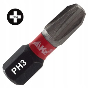 Bit udarowy końcówka grot do wkrętarki K2 Impact PH 3 PH3 stal S2 25mm