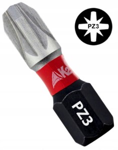 Bit udarowy końcówka grot do wkrętarki K2 Impact PZ 3 PZ3 stal S2 25mm