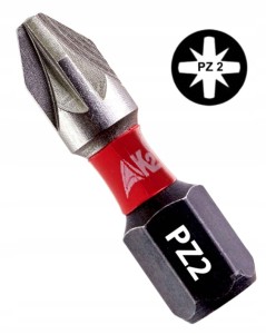 Bit udarowy końcówka grot do wkrętarki K2 Impact PZ 2 PZ2 stal S2 25mm