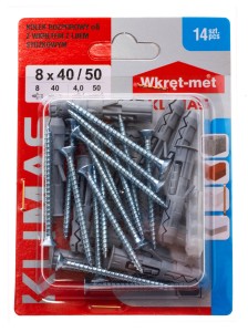 KOŁKI ROZPOROWE 8x40 Z WKRĘTEM 50 14szt.