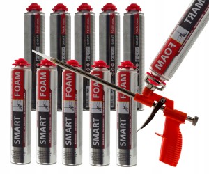 10 SZT Piana poliuretanowa pianka montażowa niskoprężna 900 ml + pistolet