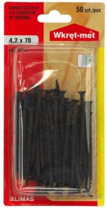 WKRĘTY DO PŁYT KARTON GIPS DREWNO 4,2x70 50sztuk