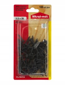 WKRĘTY DO PŁYT KARTON GIPS DREWNO 3,5x25 100sztuk