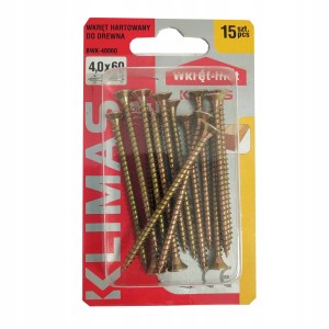 WKRĘTY DO MEBLI DREWNA WKRĘT MET 4,0x60 mm 15 szt