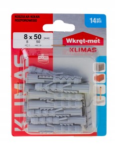 KOSZULKI KOŁKA ROZPOROWEGO 8x50 14szt wkręt-met