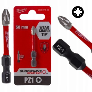 Długi bit udarowy grot końcówka do wkrętarki Milwaukee PZ1 Pozidriv 50mm