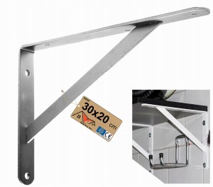 WZMOCNIONY KĄTOWNIK WSPORNIK PODPÓRKA UCHWYT PÓŁKI OCYNKOWANY PÓŁKĘ 30x20CM